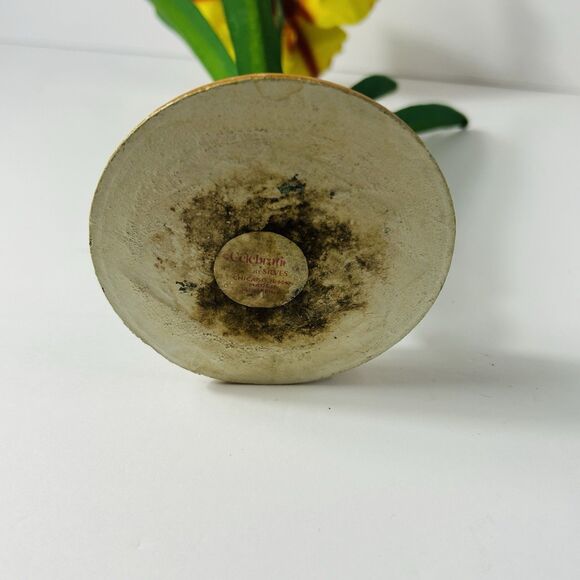 Vintage Daffodil Metal Candle Holder Flower Silvestri Metal Candlestick 12" - Picture 8 of 10